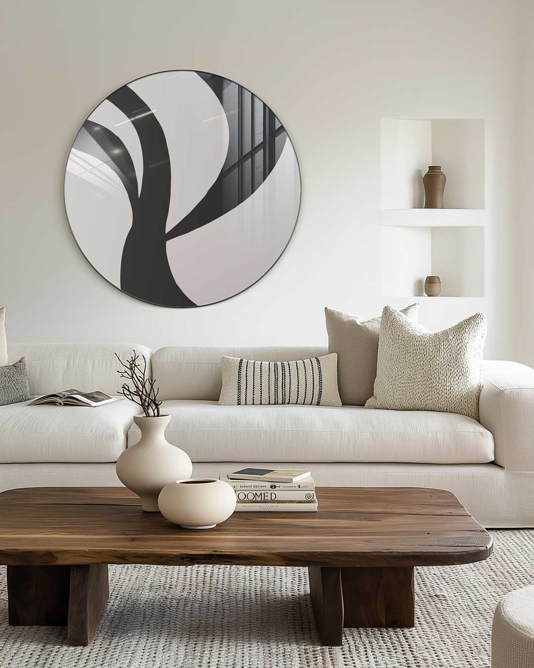 Moderne Zwart-Wit Muurcirkel-WallArtistic