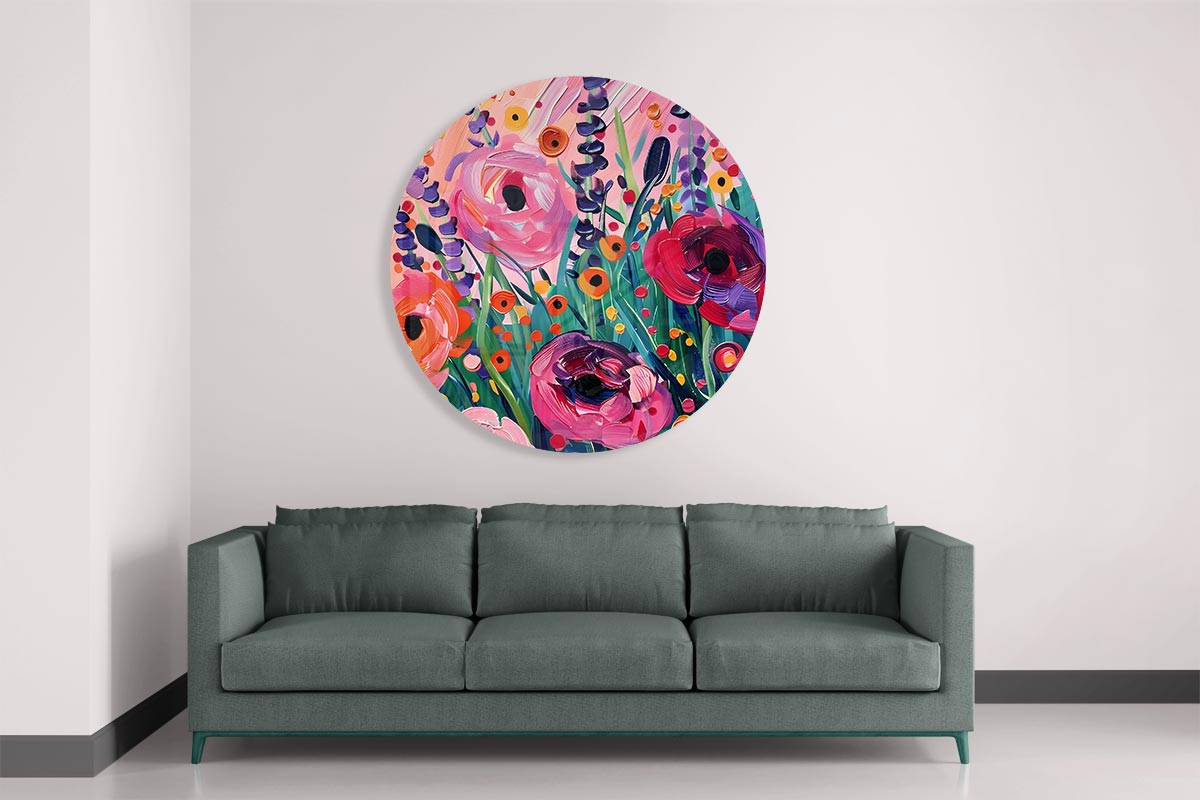 Bloemrijke Muurcirkel-WallArtistic