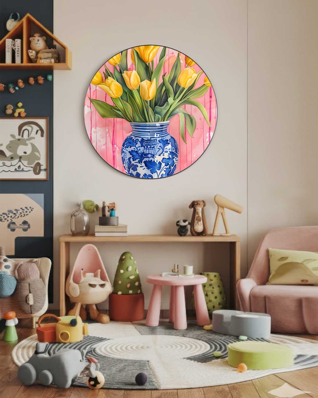 Bloemrijke Tulpen Muurcirkel-WallArtistic