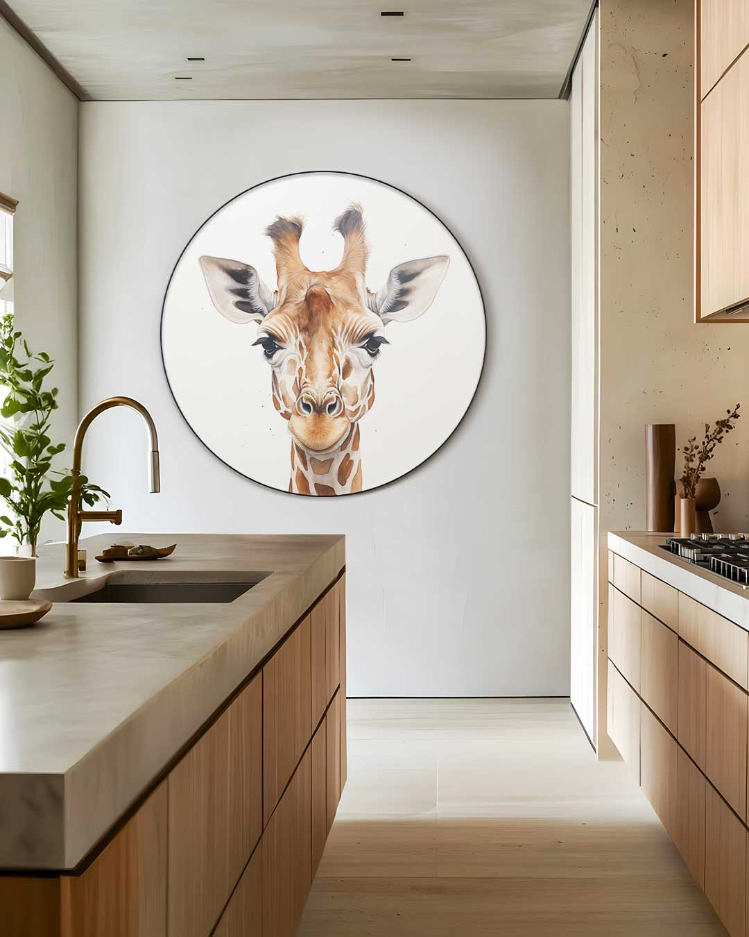 Charmante Giraffe Muurcirkel-WallArtistic