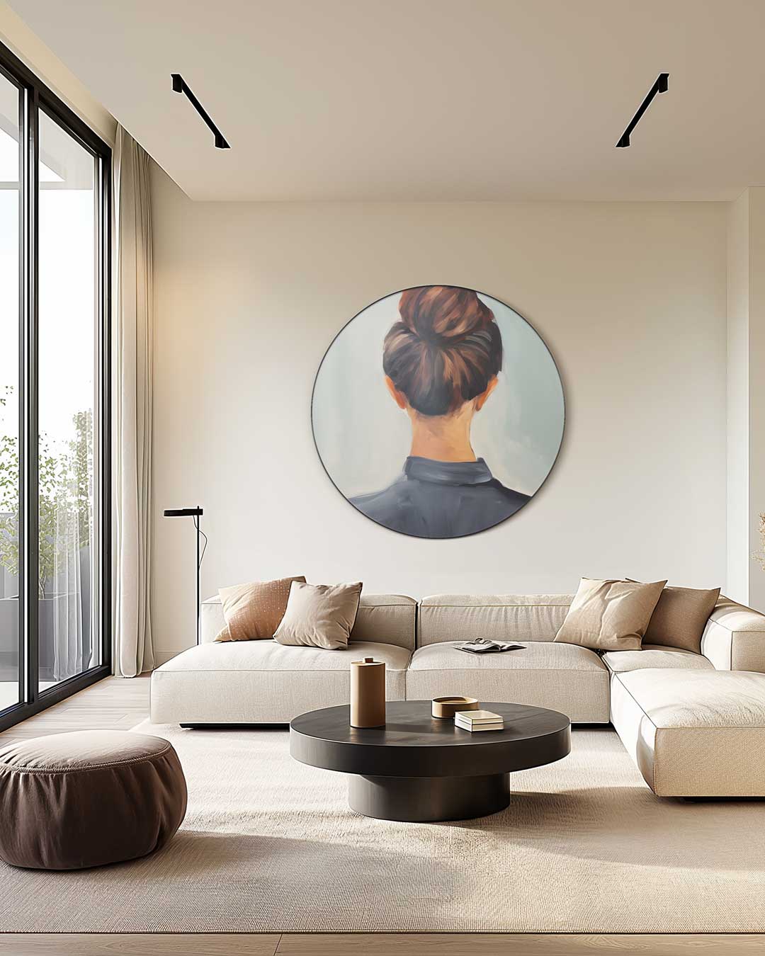 Elegant Haar in Strakke Knot Muurcirkel-WallArtistic