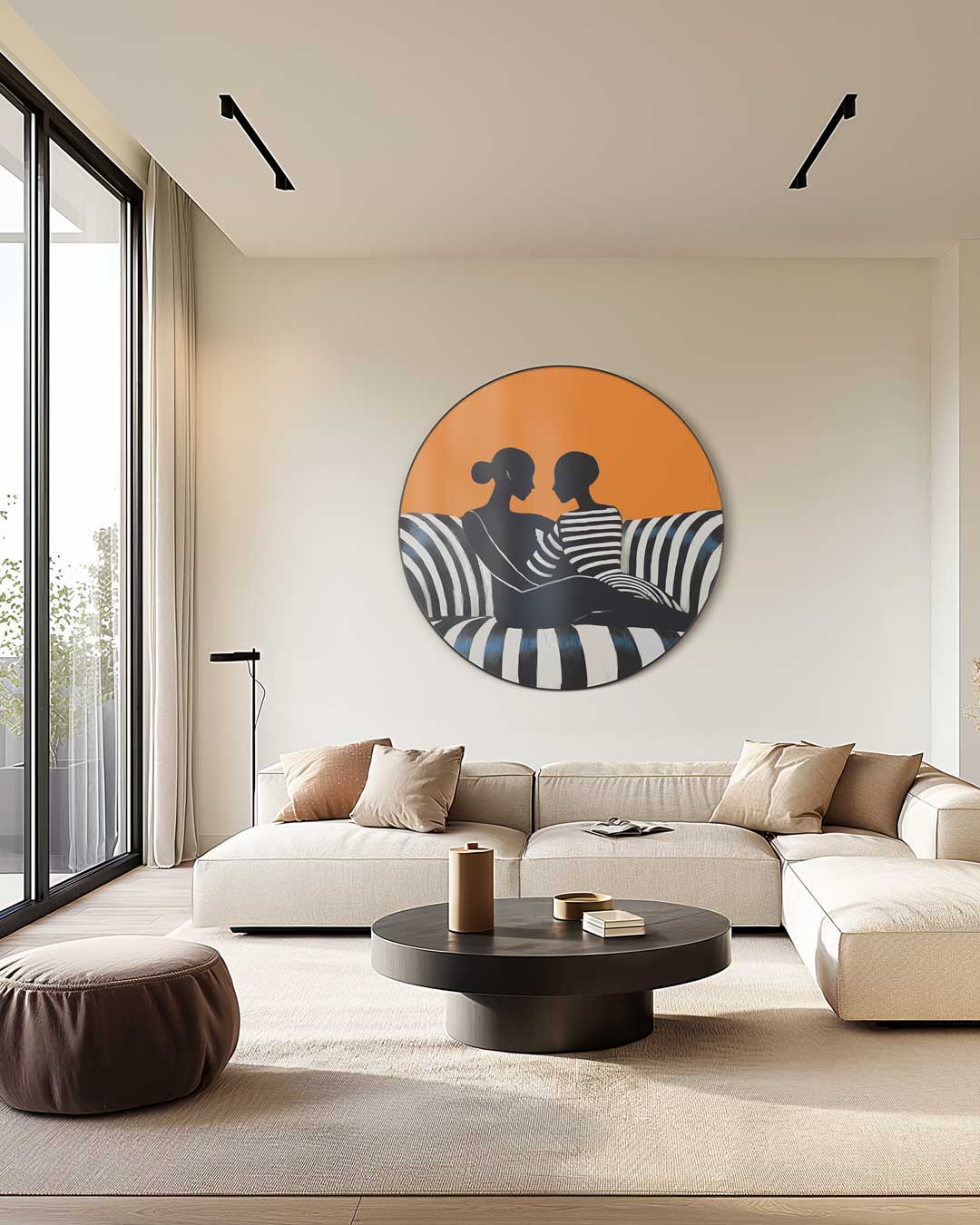 Stijlvolle Zwart-Wit Sereniteit Muurcirkel-WallArtistic