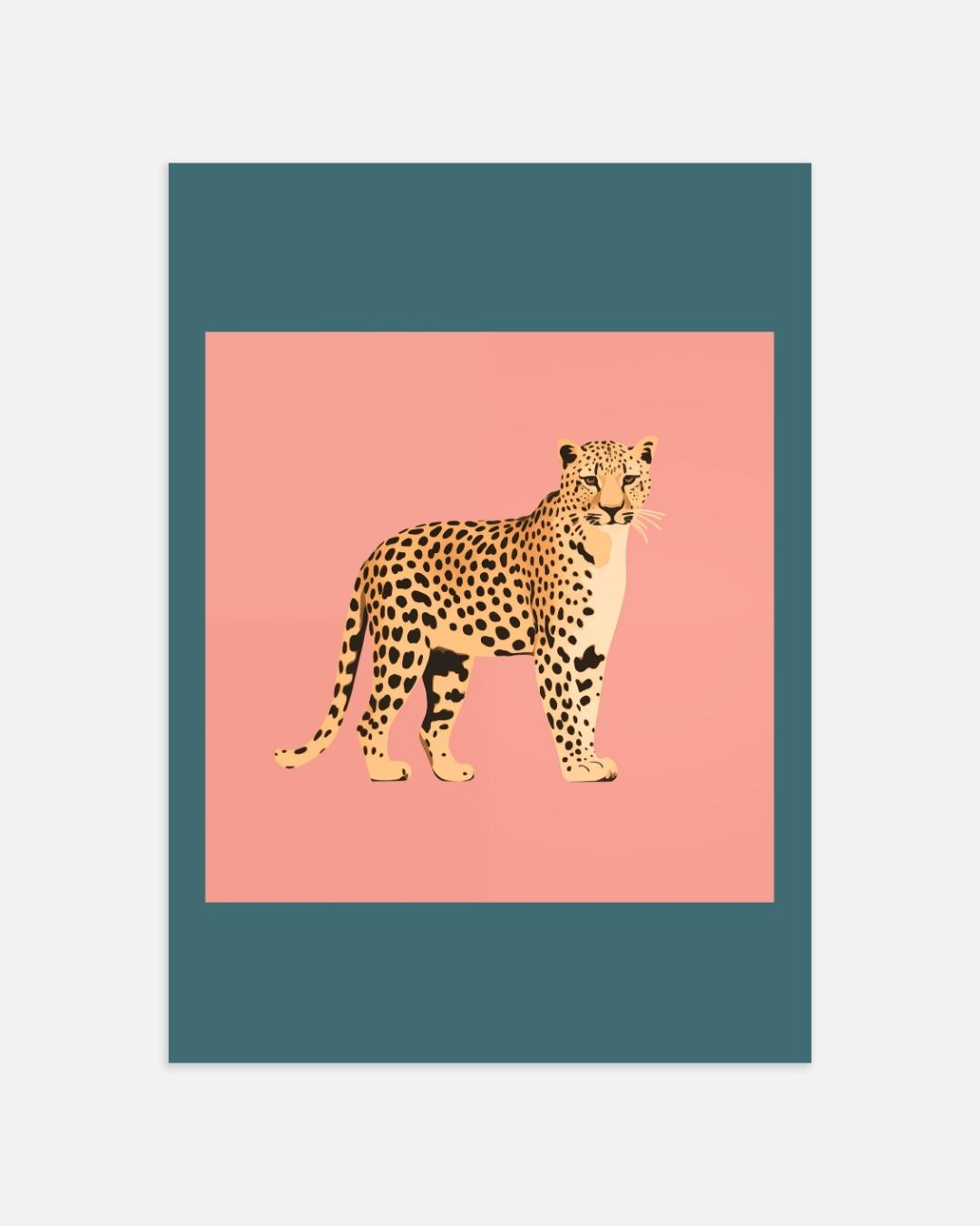 Luipaard op roze achtergrond Poster