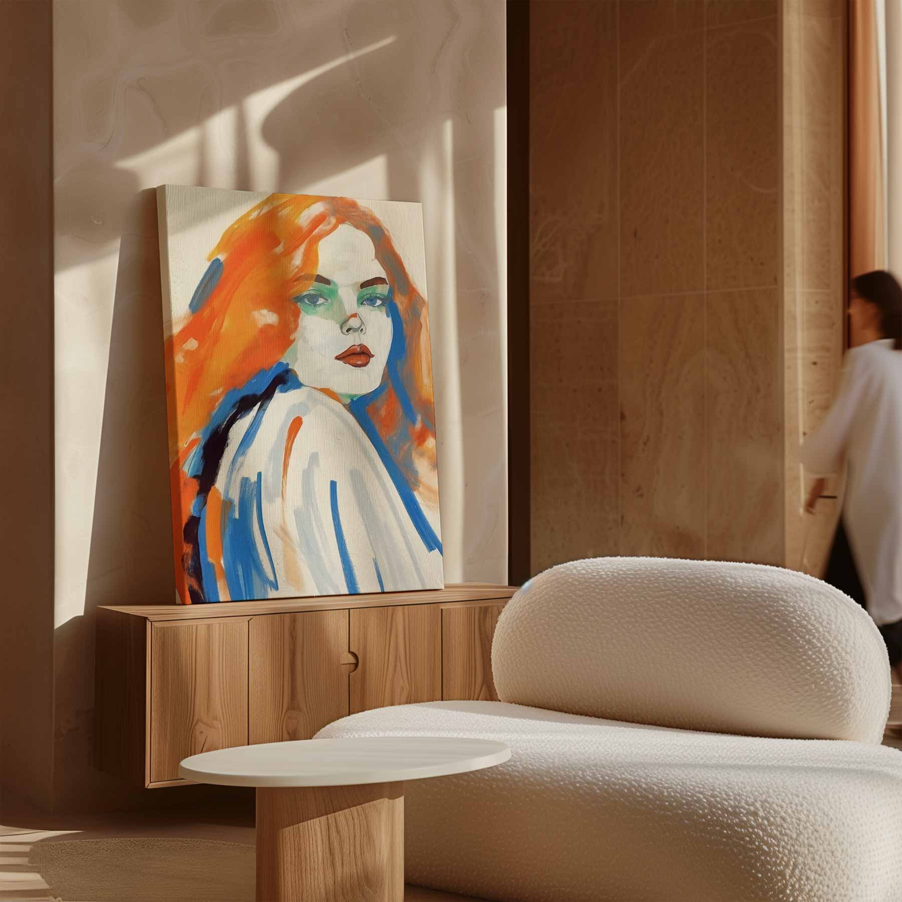Sketch of a woman with orange hair
