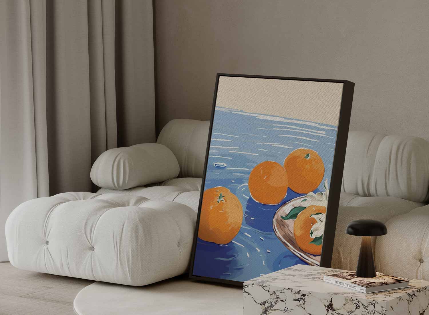 Mandarijnen op blauw