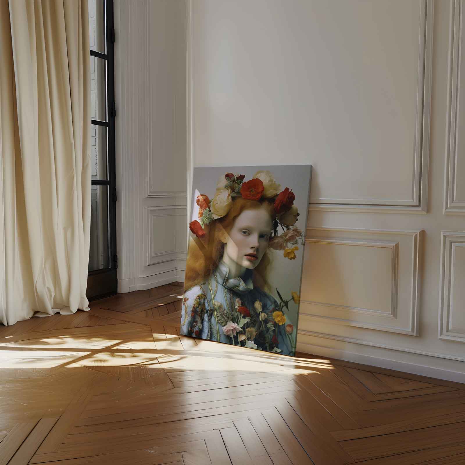 Portret met bloemenkroon I