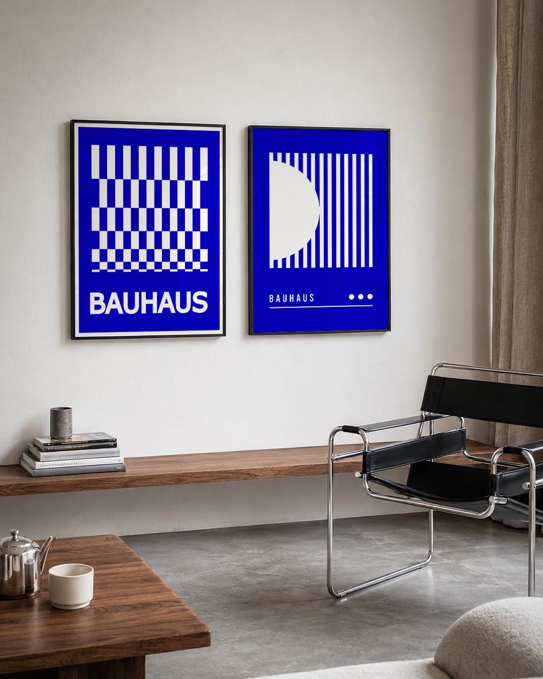 Blauw wit ritme Posterset
