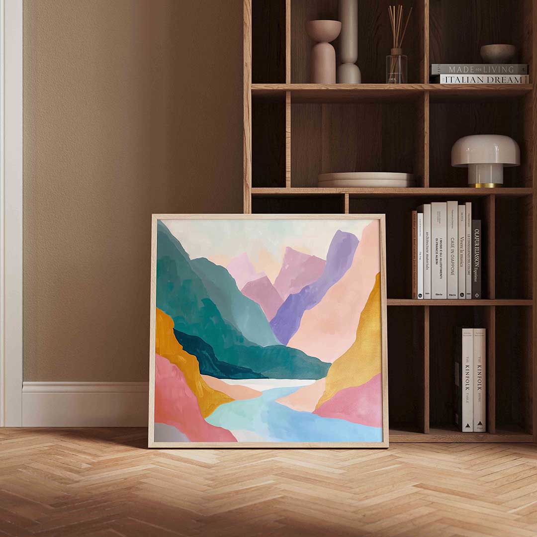 Berglandschap in pastel Poster