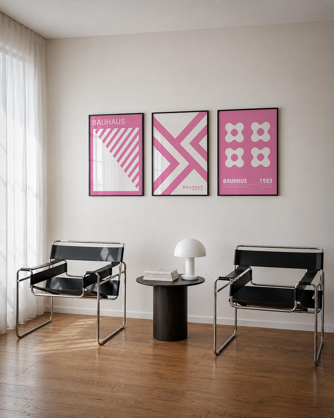 Roze lijnenspel Posterset