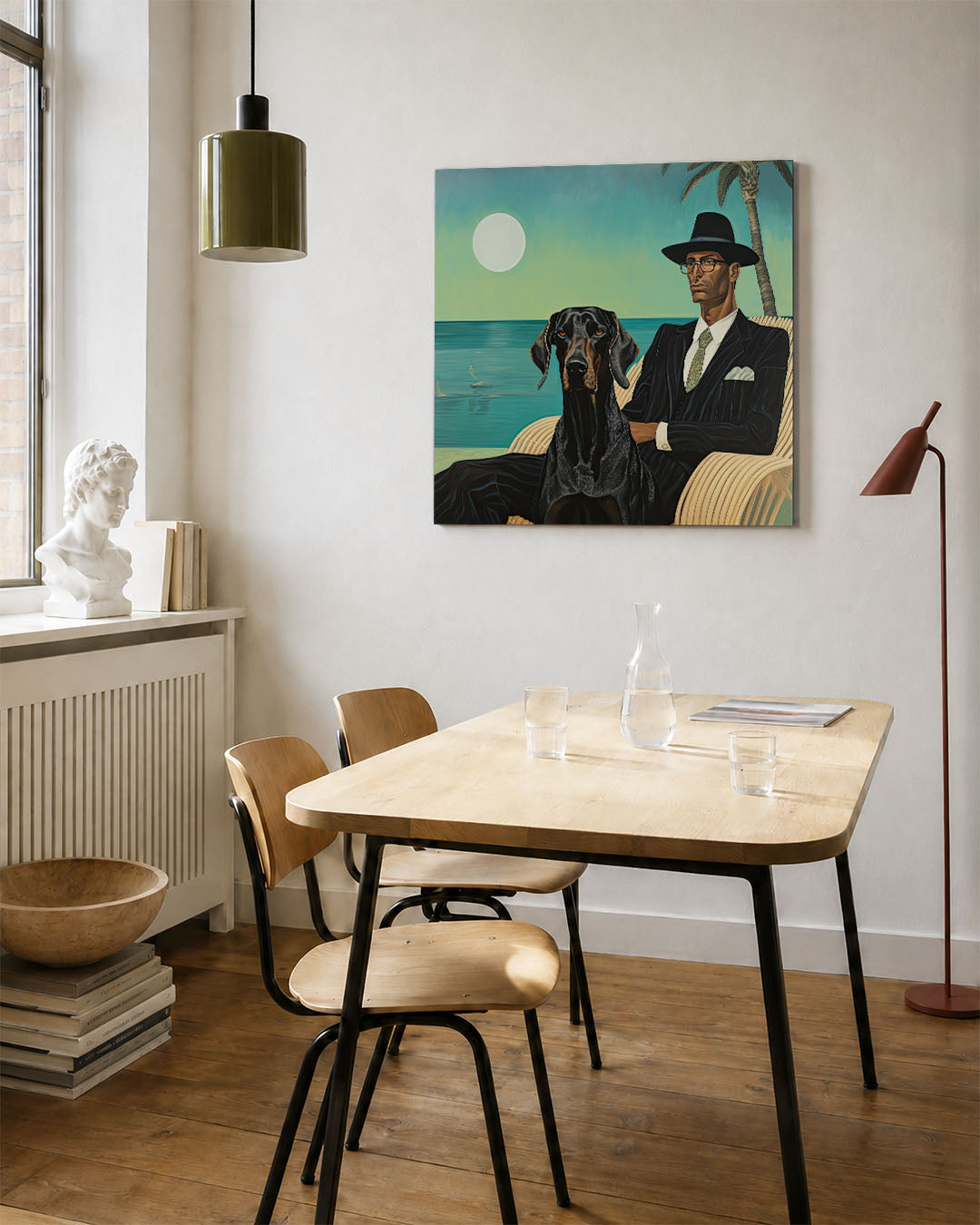 Man met hond Kunstwerk