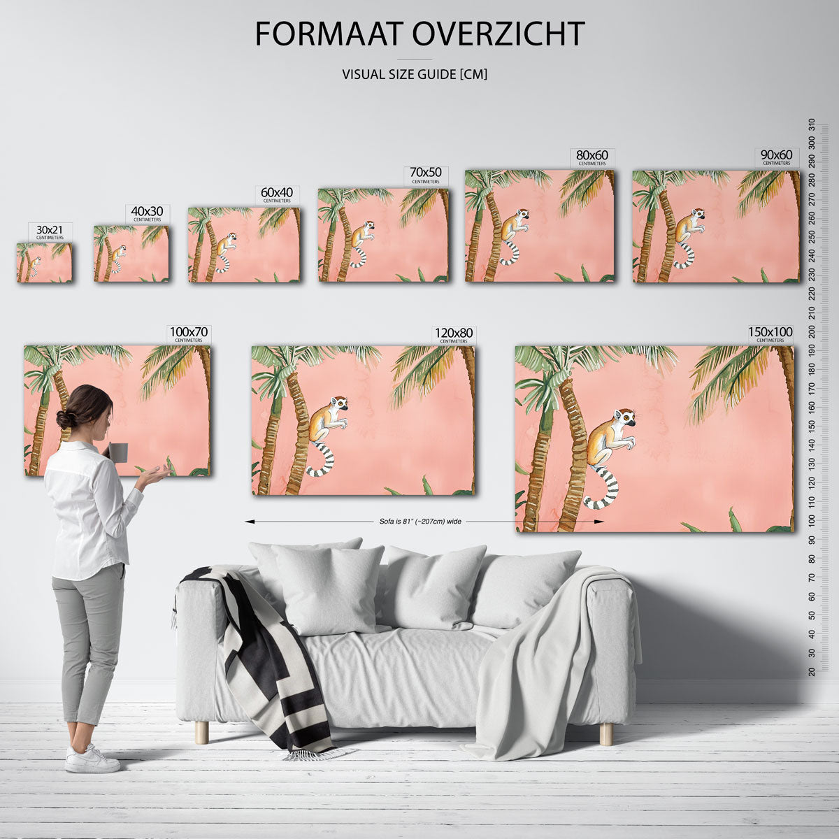 Lemur en palmbomen Poster