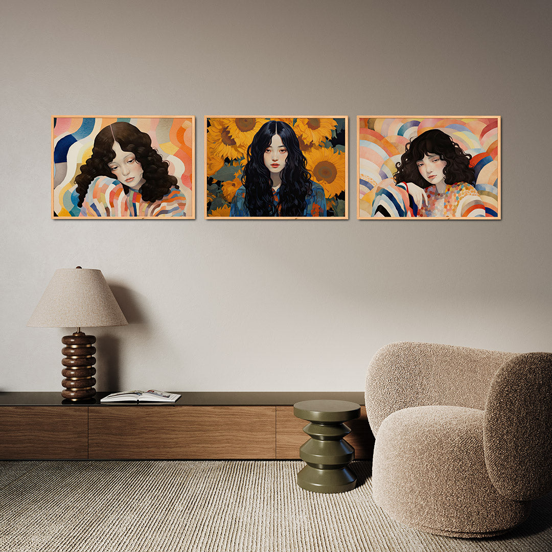 Kleurrijke golven Posterset