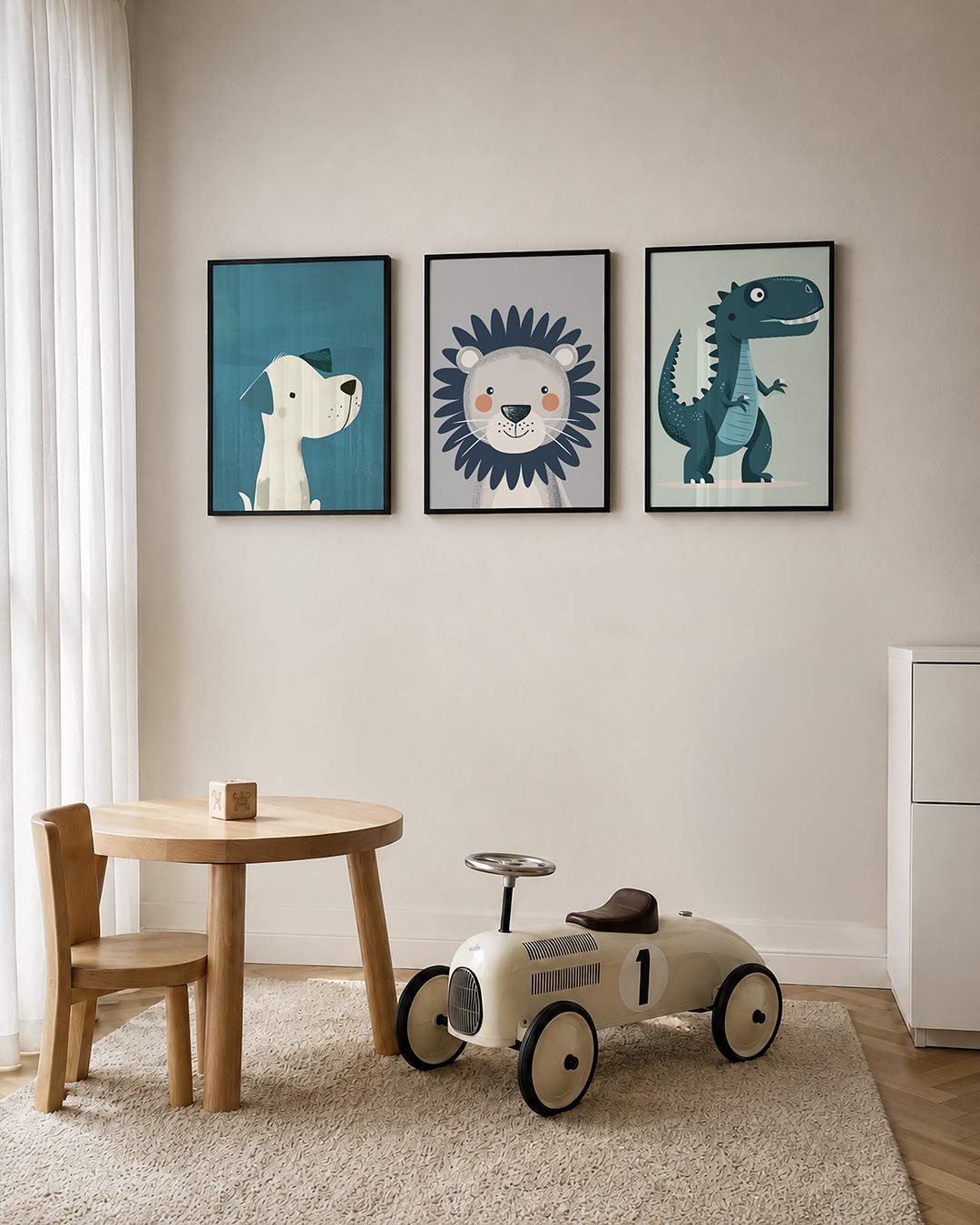 Hond in blauw Posterset