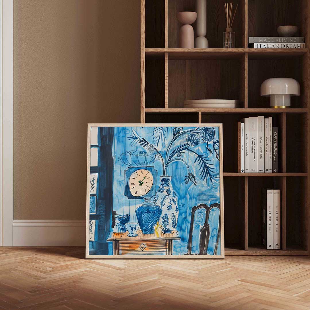 Blauwe interieur Poster