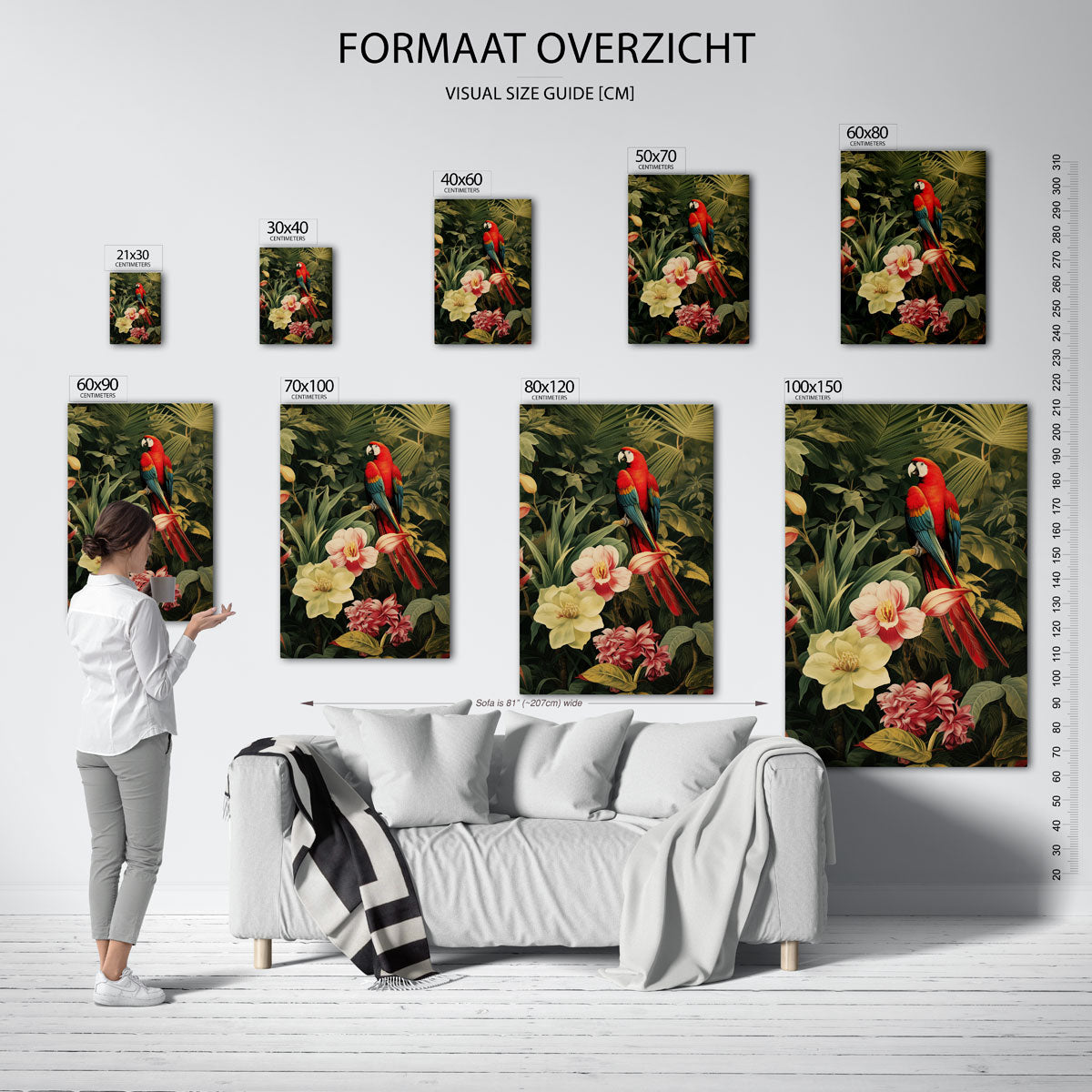 Papegaai en bloemen Poster
