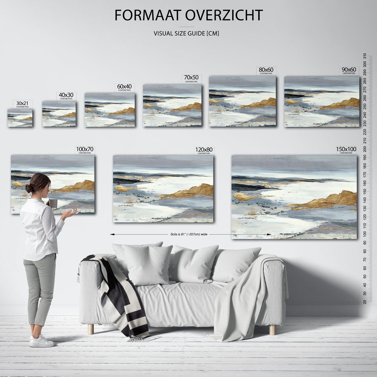 Gouden en grijze landschapsweergave Poster