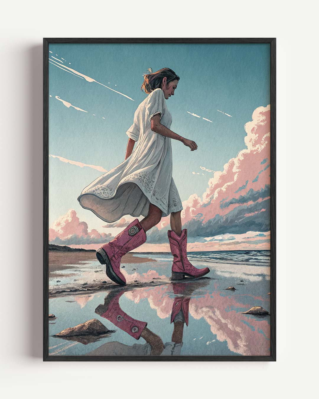 Strandwandeling in Stijl Poster-WallArtistic