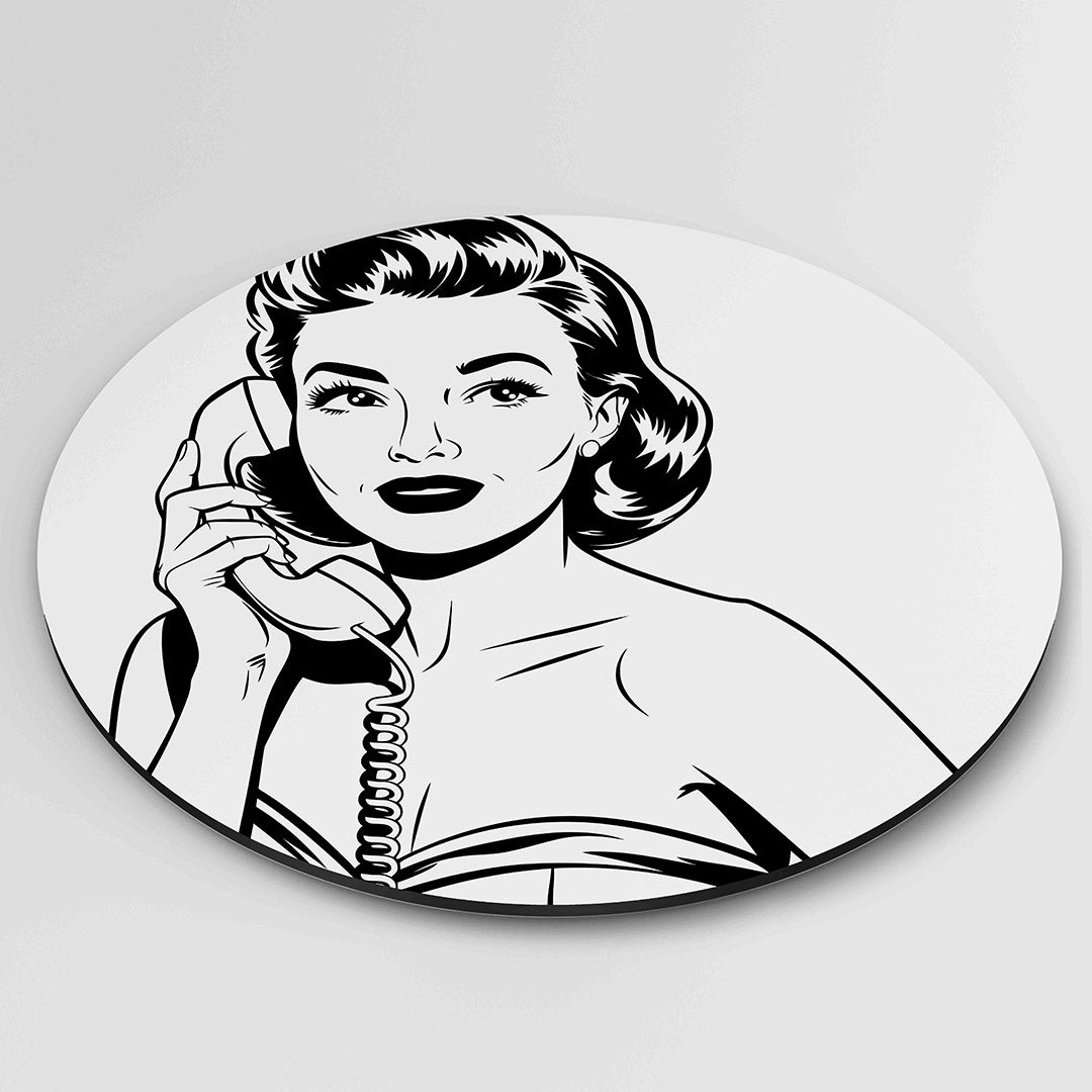 Vrouw met telefoon Muurcirkel