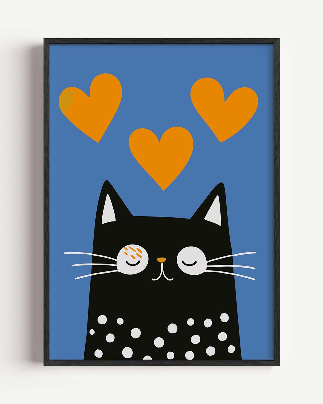 Schattige Kat Met Hartjes Poster-WallArtistic