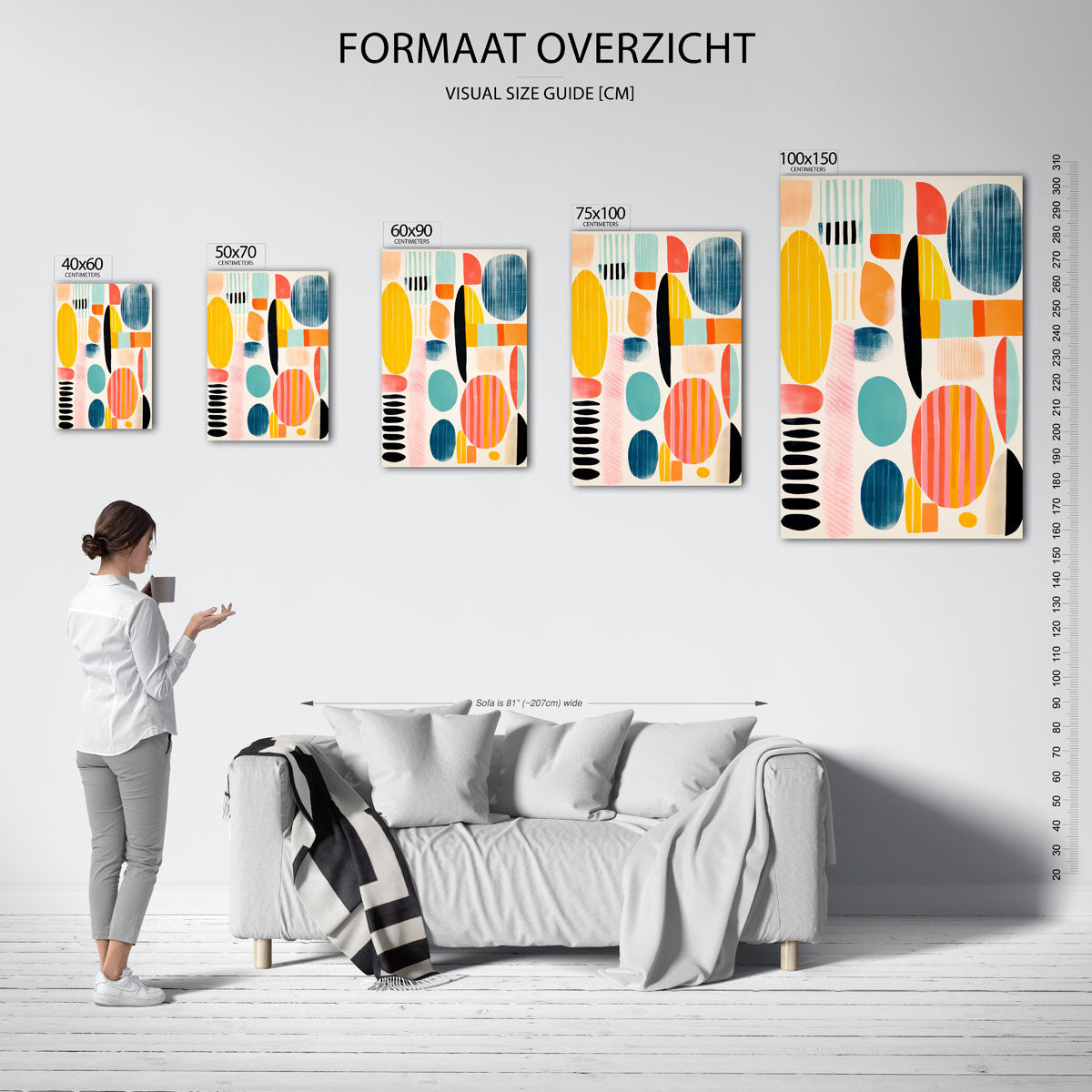 Vormenspel met kleuren Kunstwerk