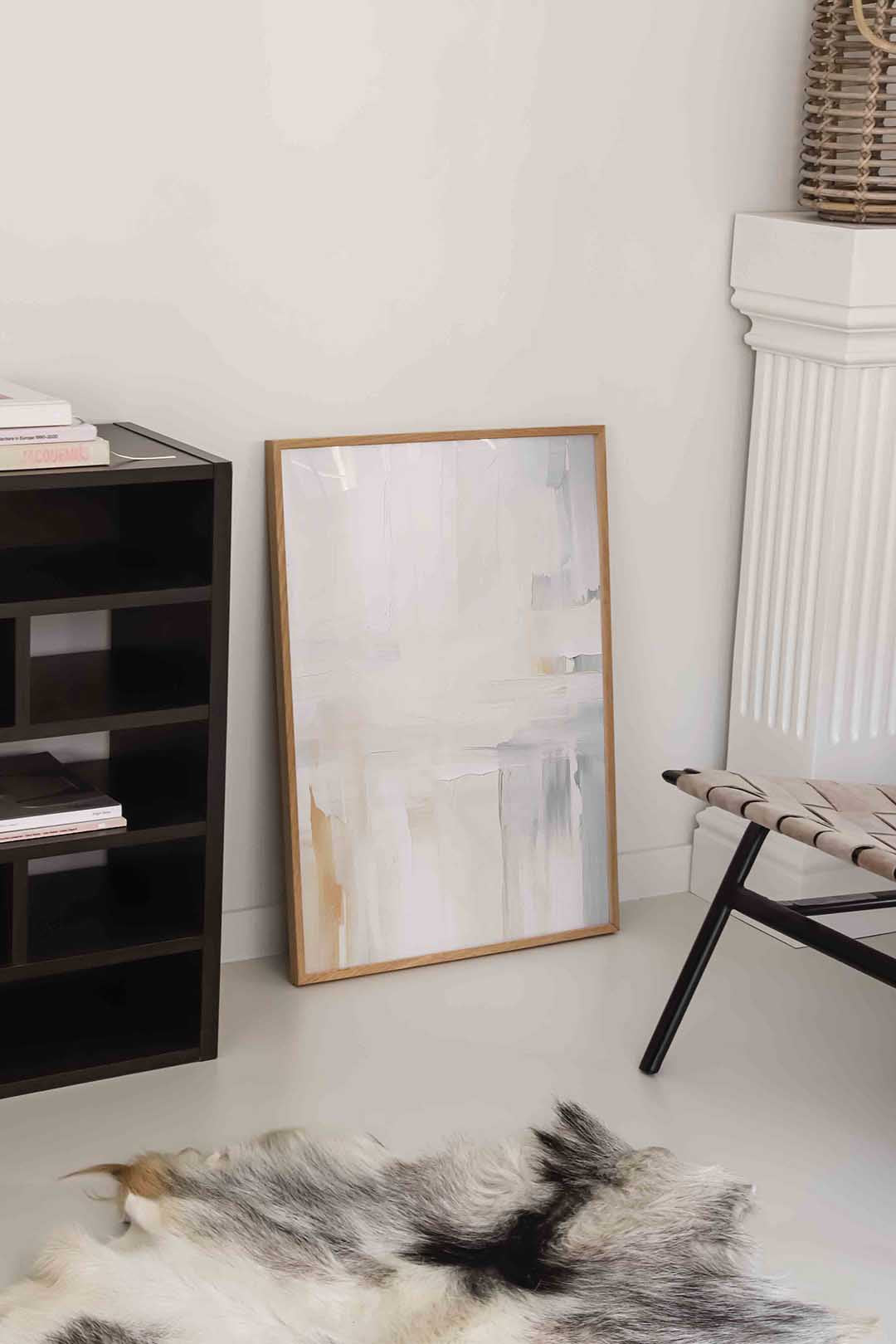 Abstracte beige en grijze Poster