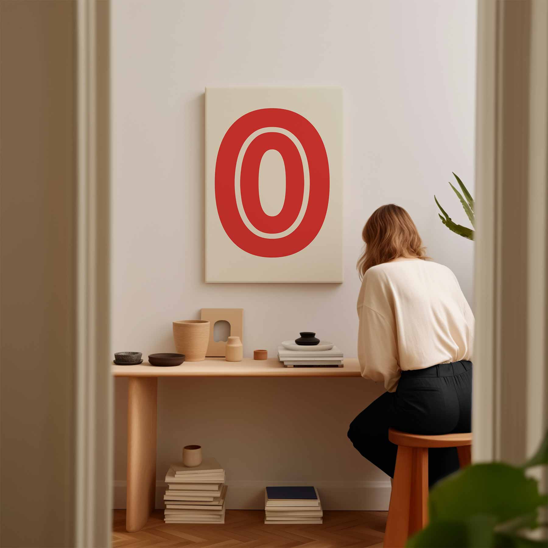 Retro Stijlvolle Rode O Kunstwerk-canvas-dibond-plexiglas-wanddecoratie-WallArtistic