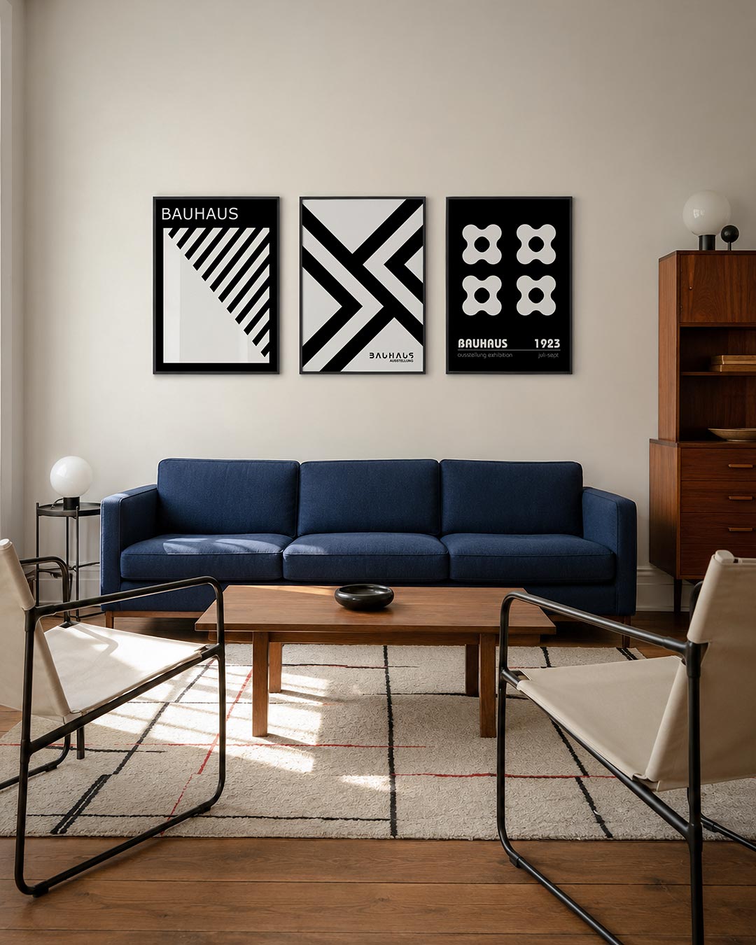 Zwart wit lijnenspel Posterset