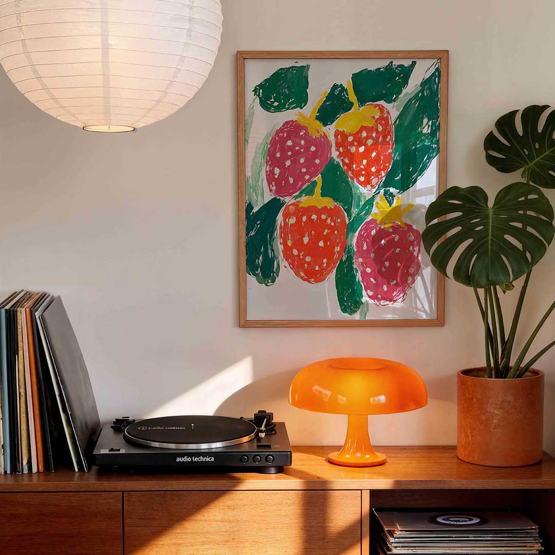Aardbeien en bladeren Poster
