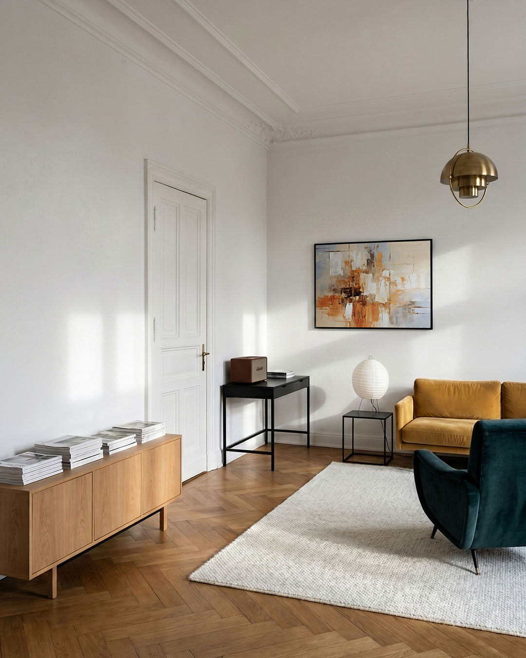 Abstracte beige en oranje Poster