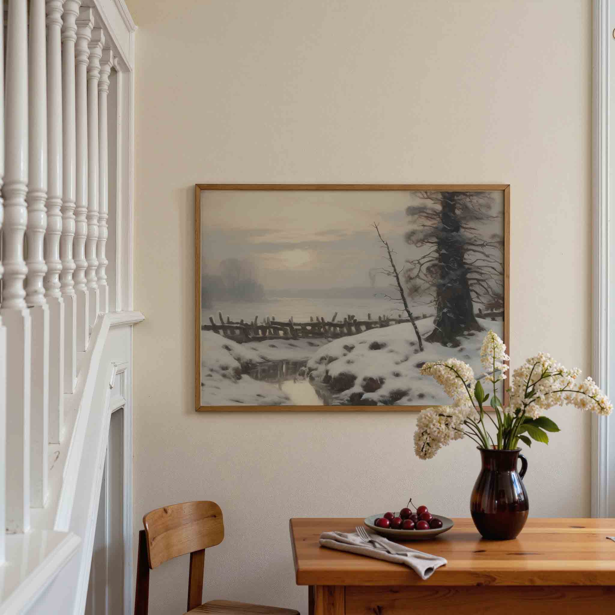 Winterlandschap met sneeuw Poster