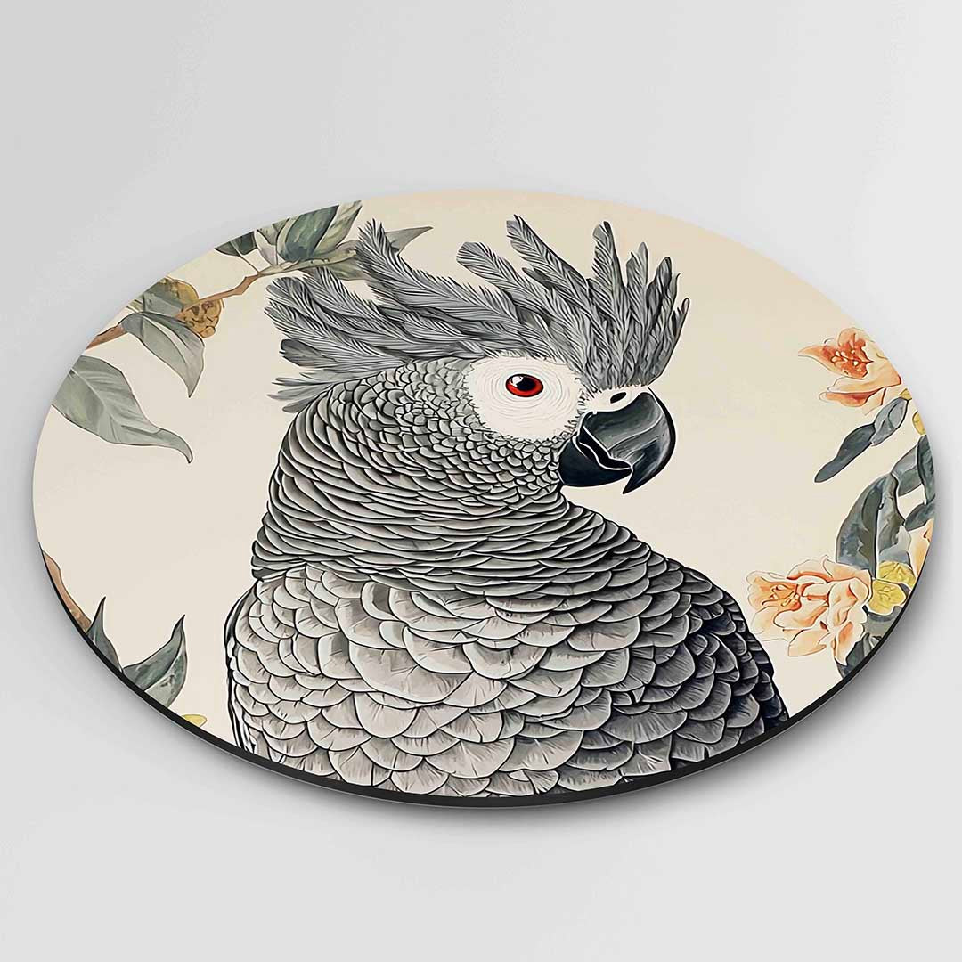 Papegaai en bloemen Muurcirkel