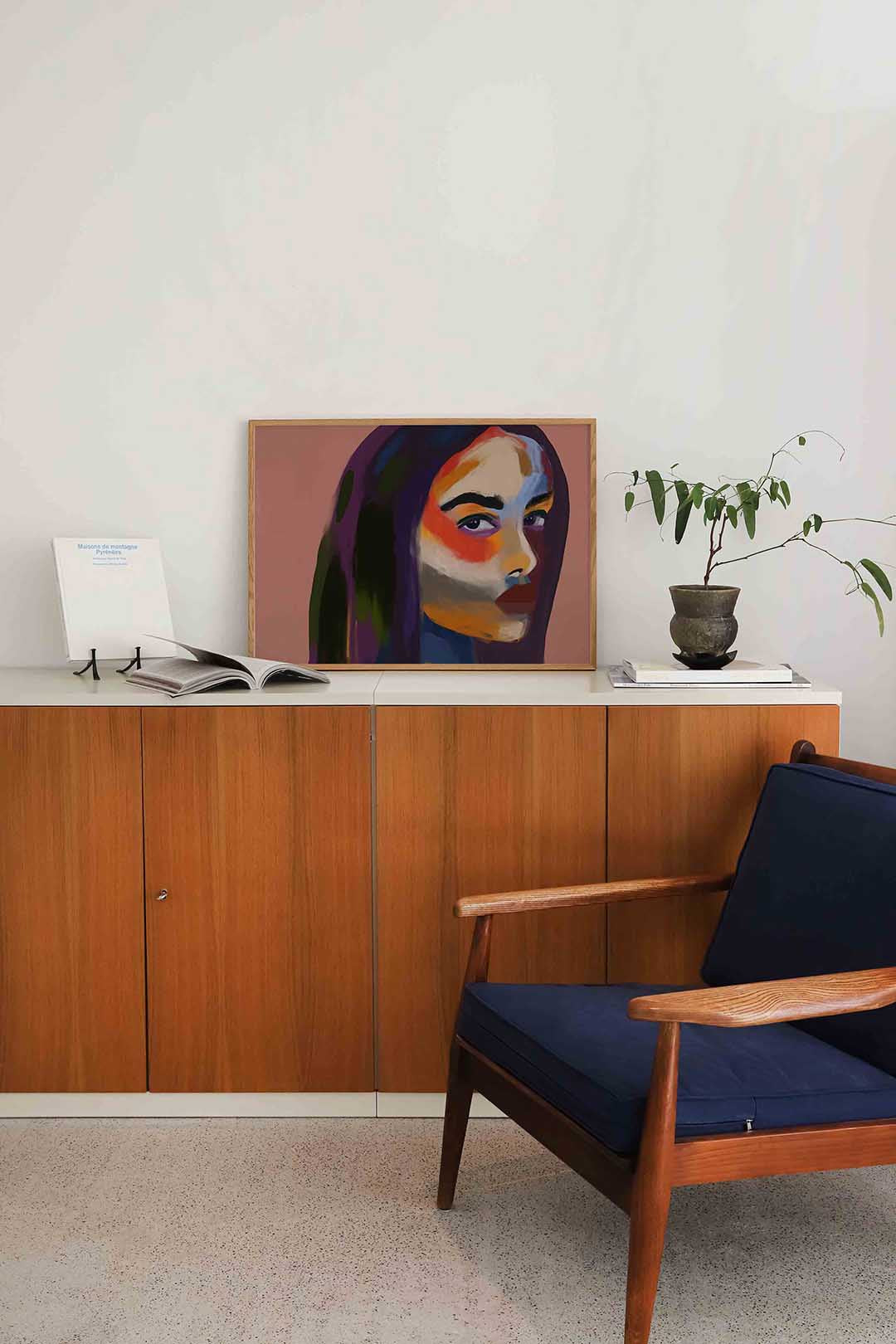 Portret met kleurrijke accenten Poster