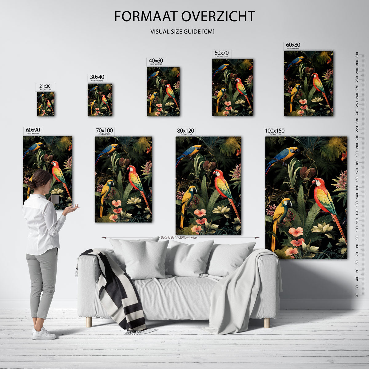Papegaaien en planten Poster