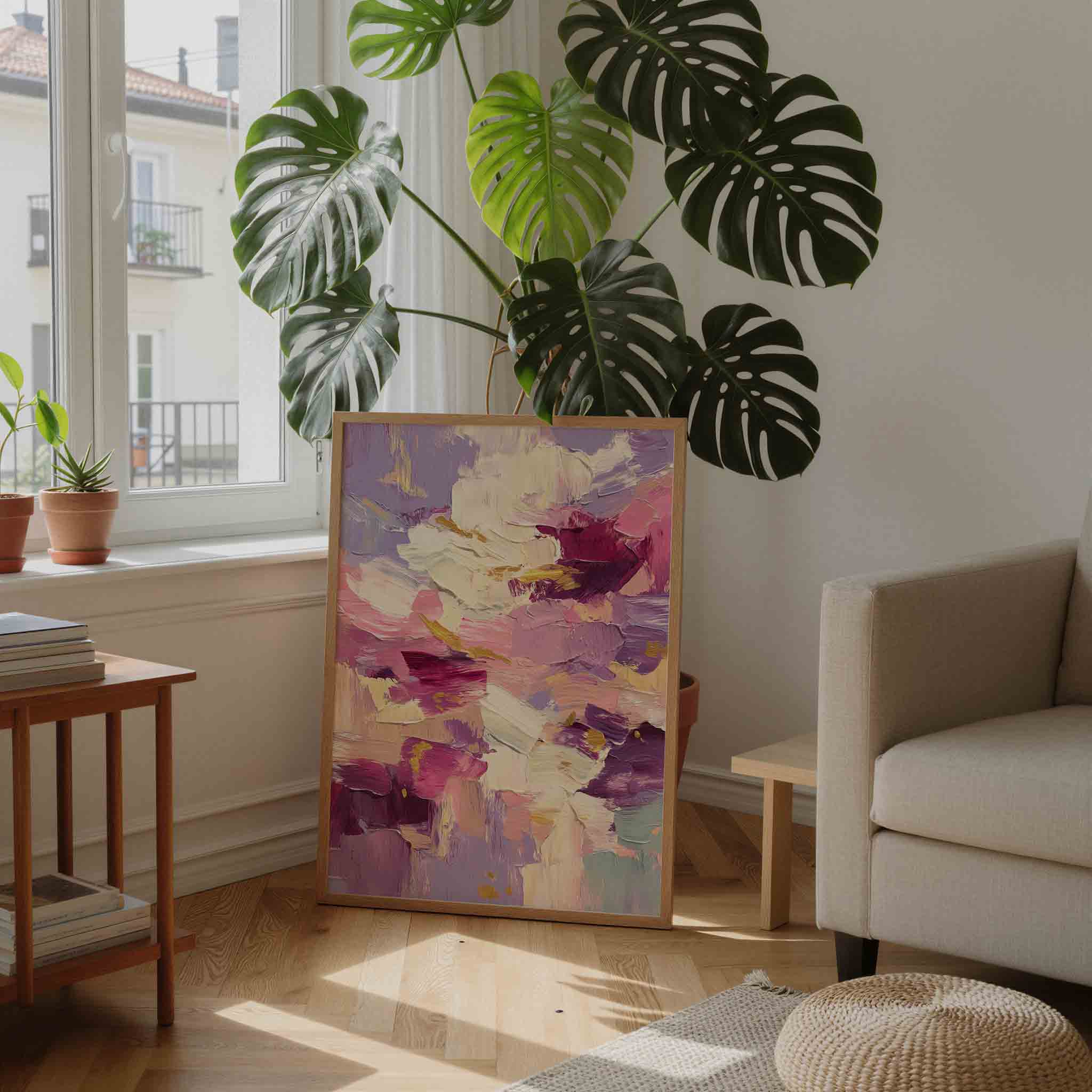 Abstracte paarse en roze Poster
