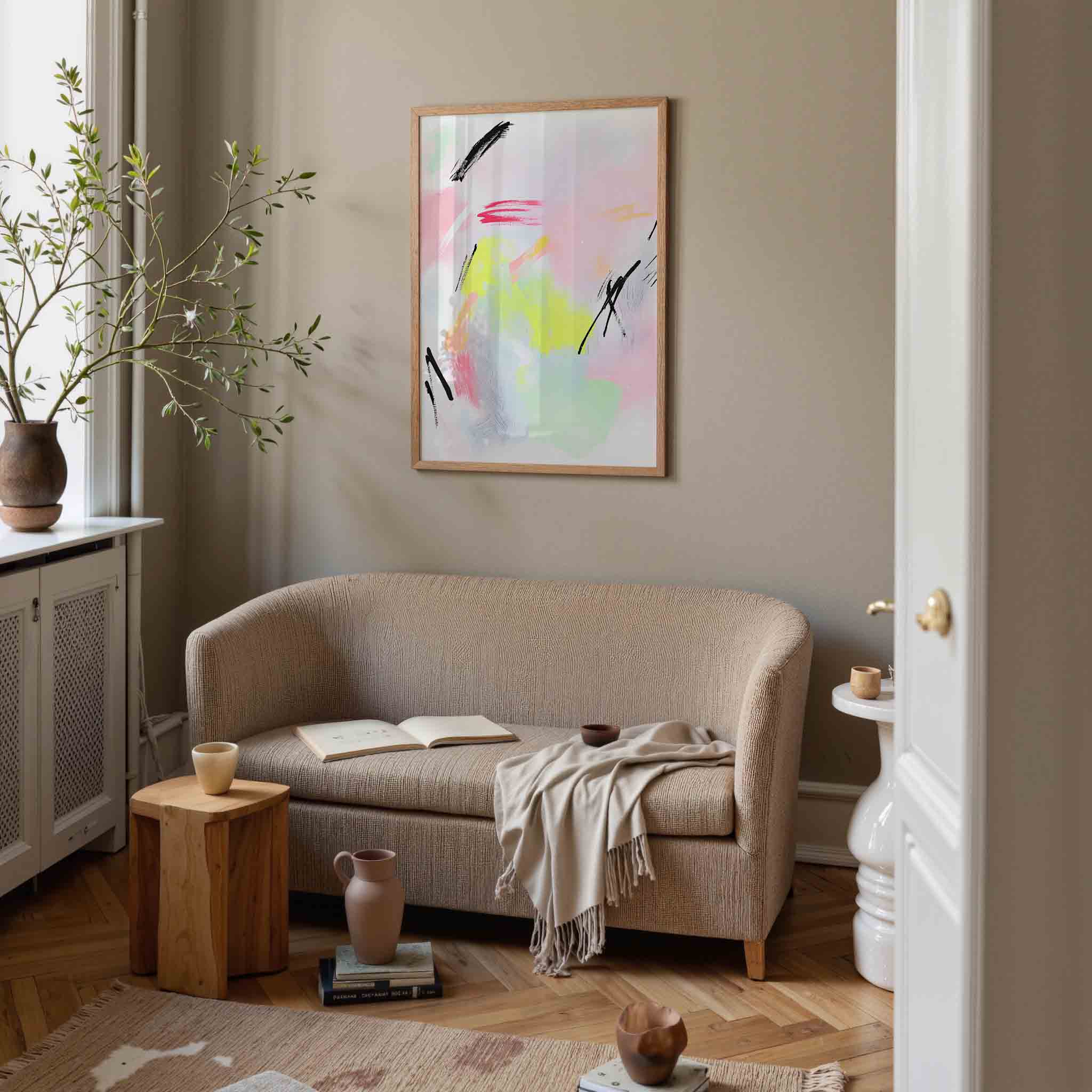 Abstracte penseelstreken Poster