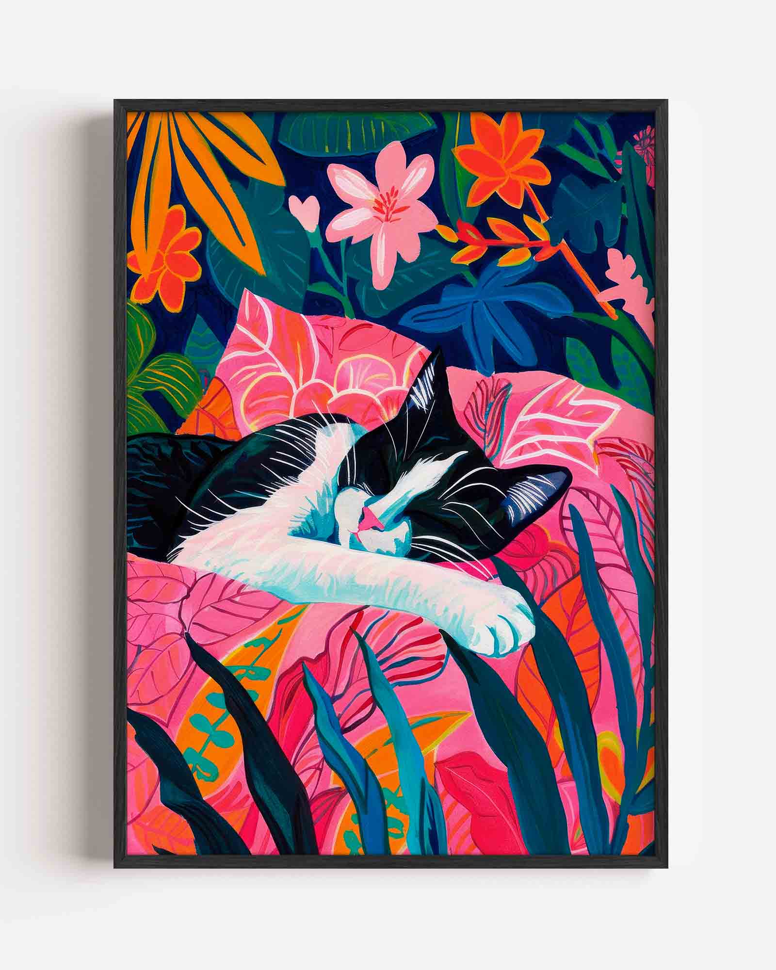 Kat tussen kleurrijke bladeren Poster