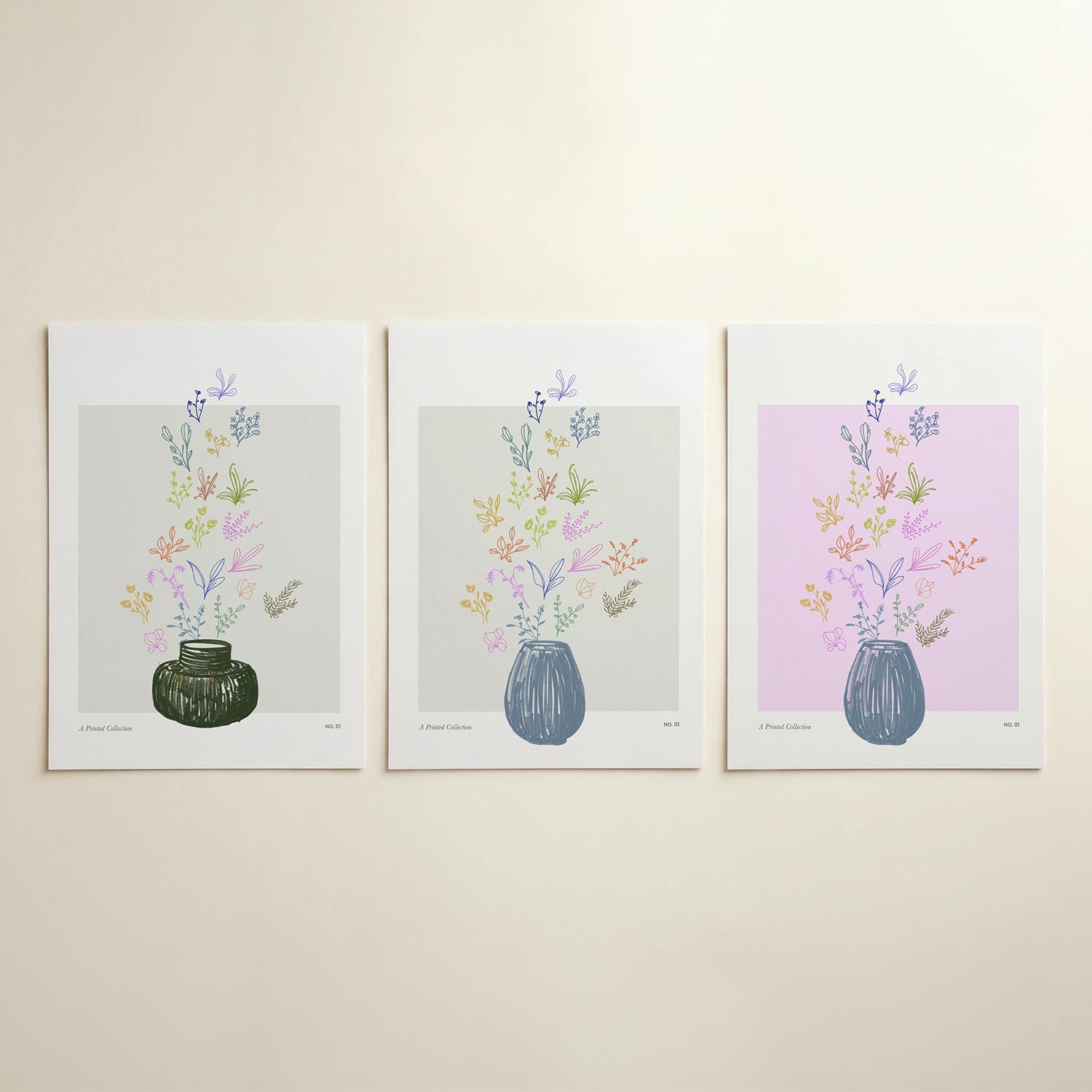 Bloemige lijnenspel Posterset