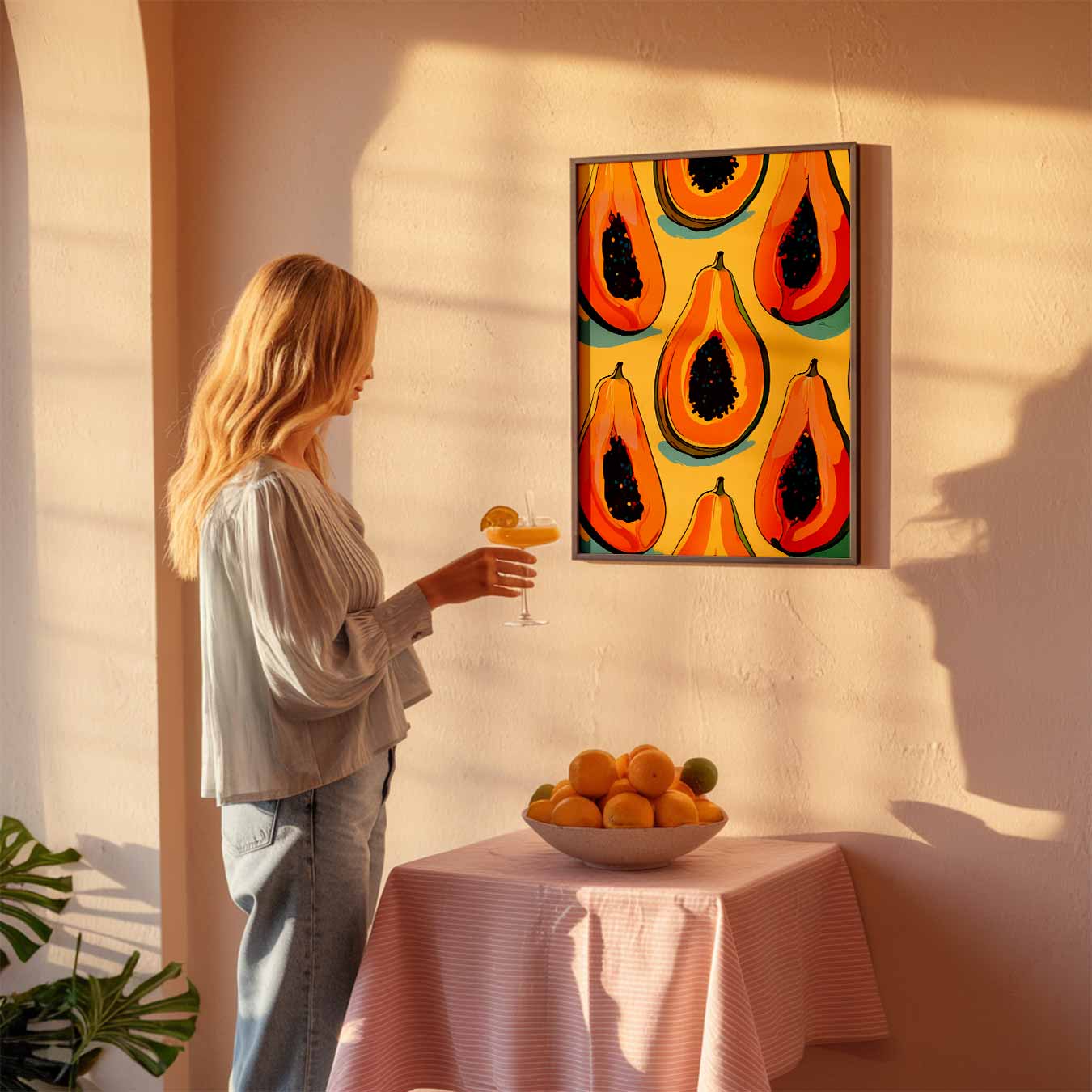 Tropische Papaya Illustratie Poster-WallArtistic