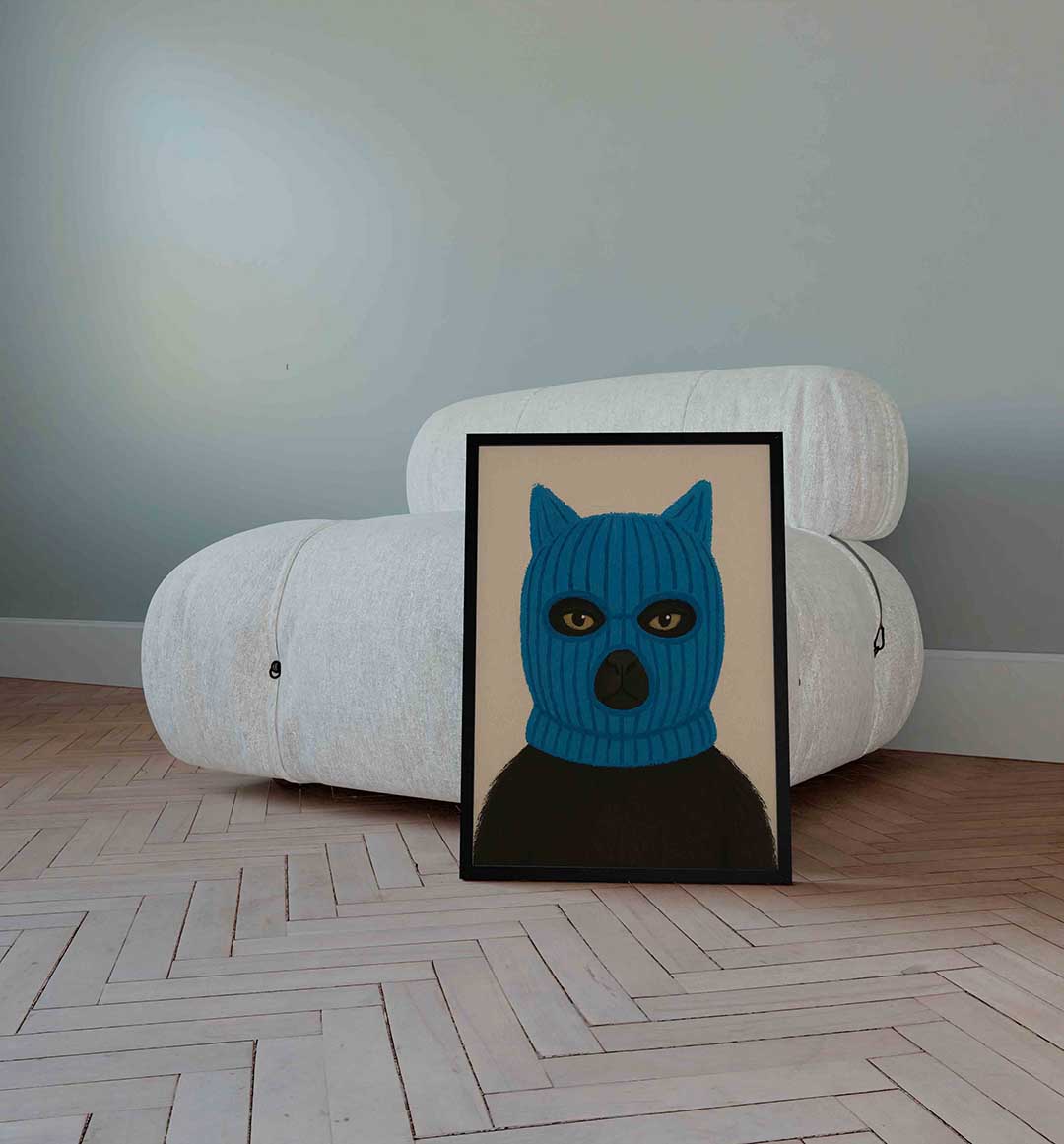 Kat met blauwe muts Poster