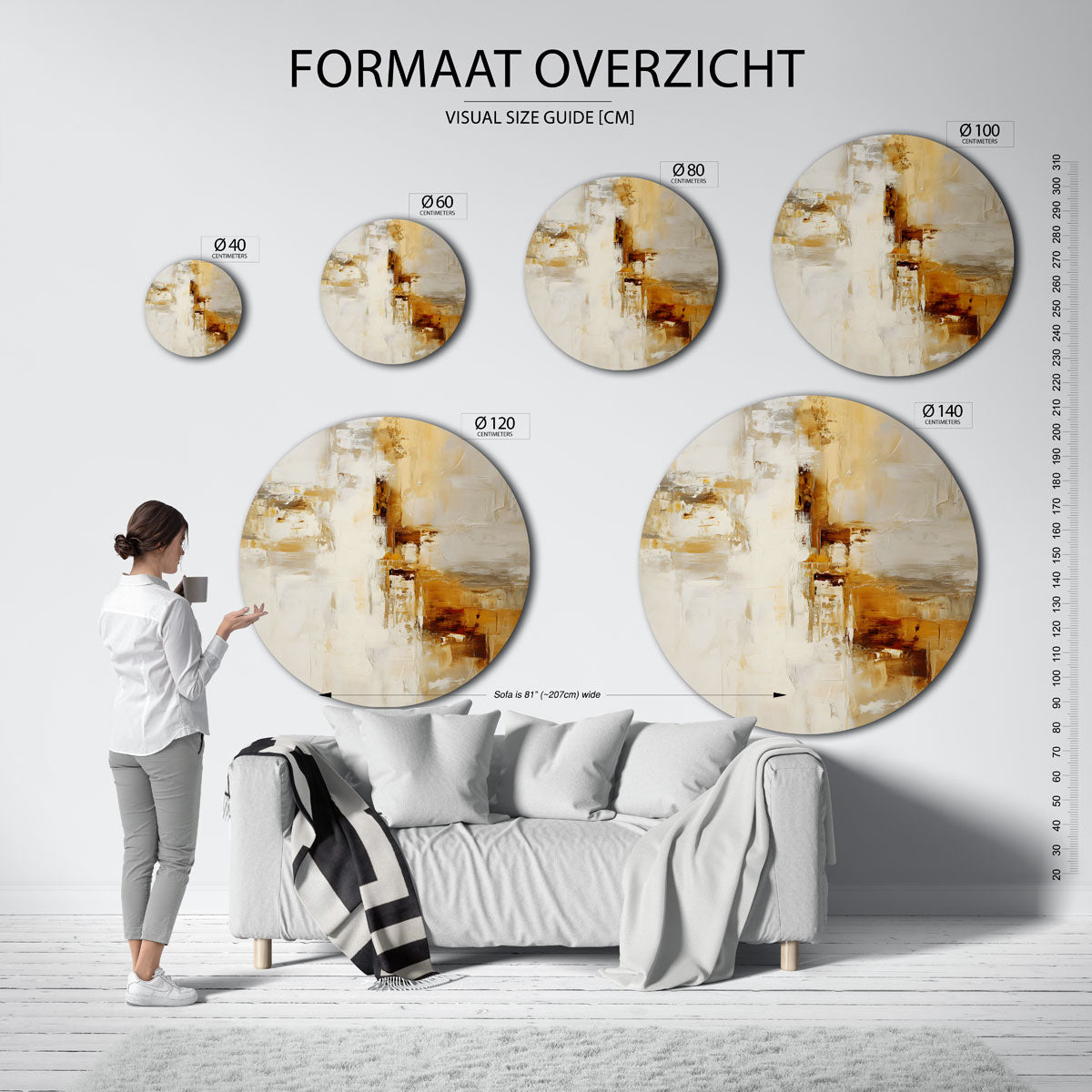 Abstracte beige Muurcirkel