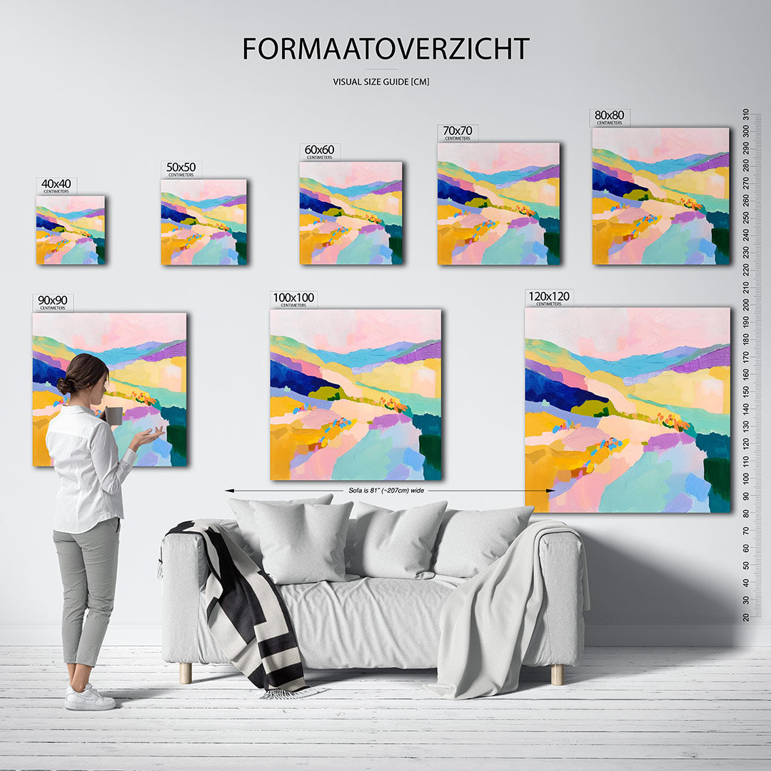 Kleurrijke landschap compositie Kunstwerk