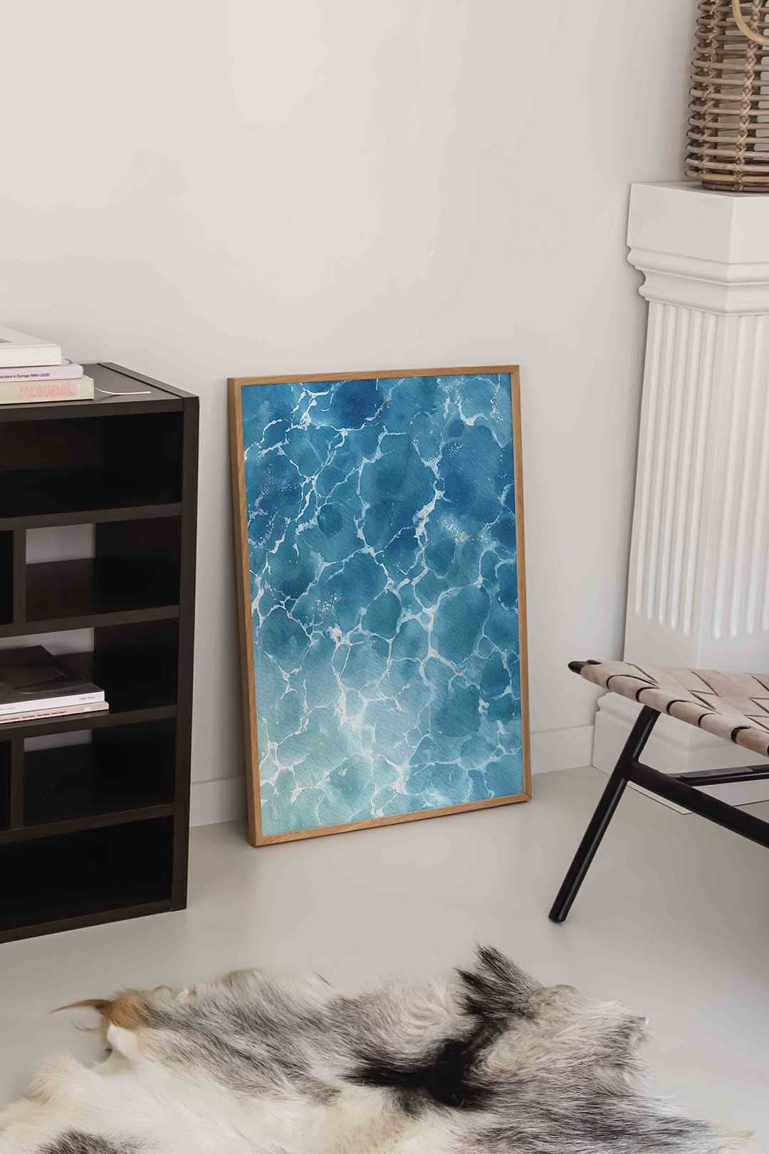 Blauwe waterstructuur Poster