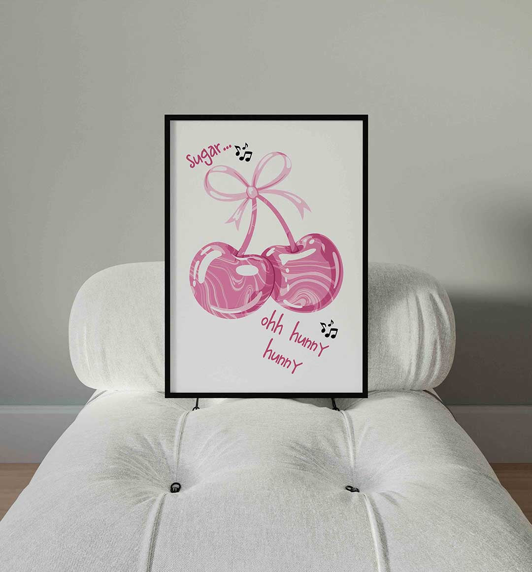 Roze kersen met strik Poster