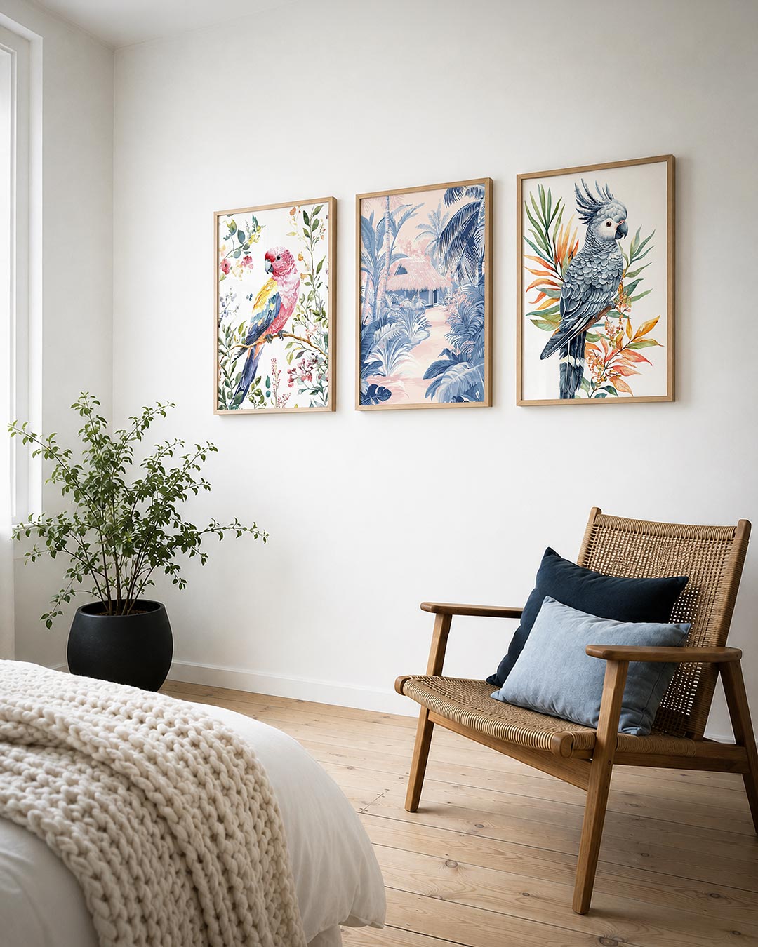 Vogel en bloemen Posterset