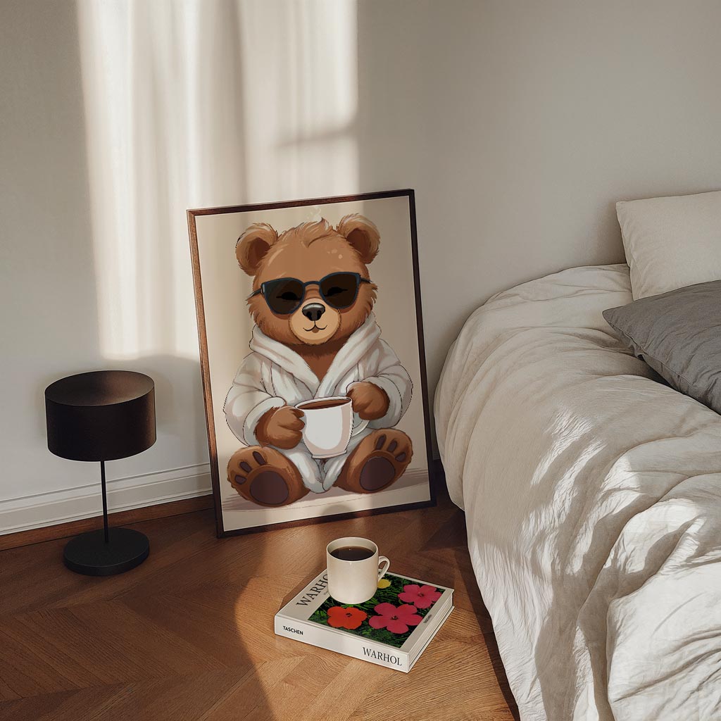 Knusse Beer Met Koffie Poster-WallArtistic