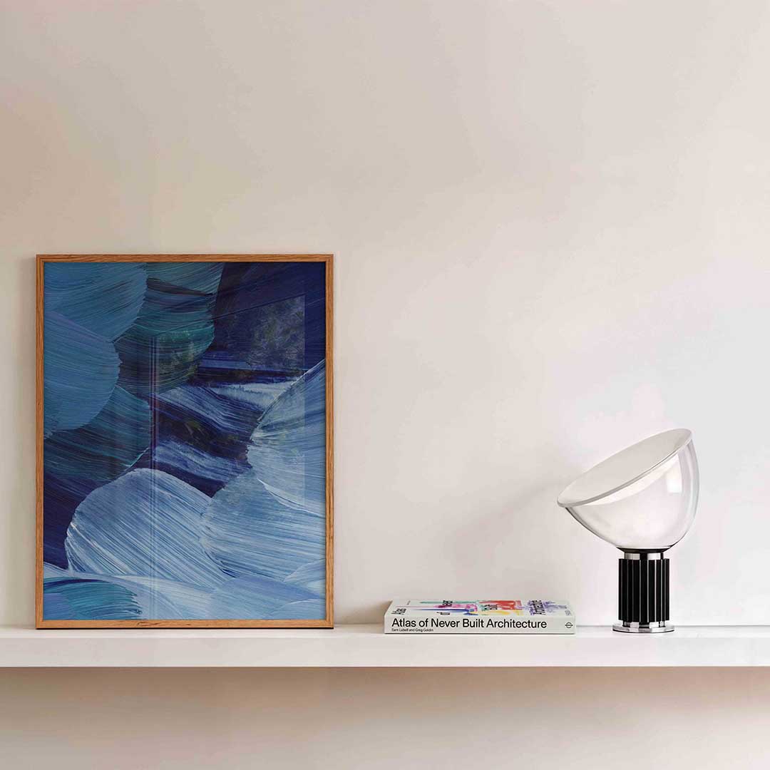 Blauwe penseelstreken Poster