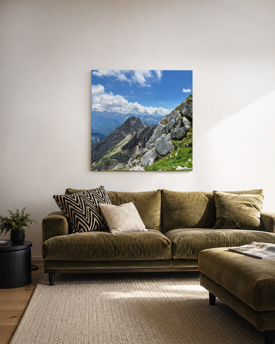 Berglandschap met wolken Kunstwerk