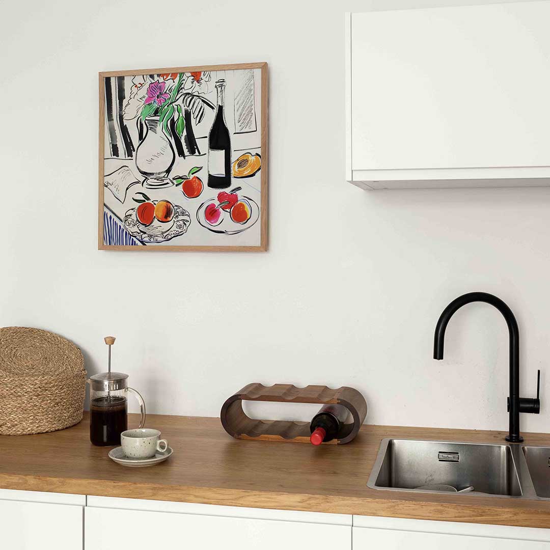 Stilleven met fruit en bloemen Poster