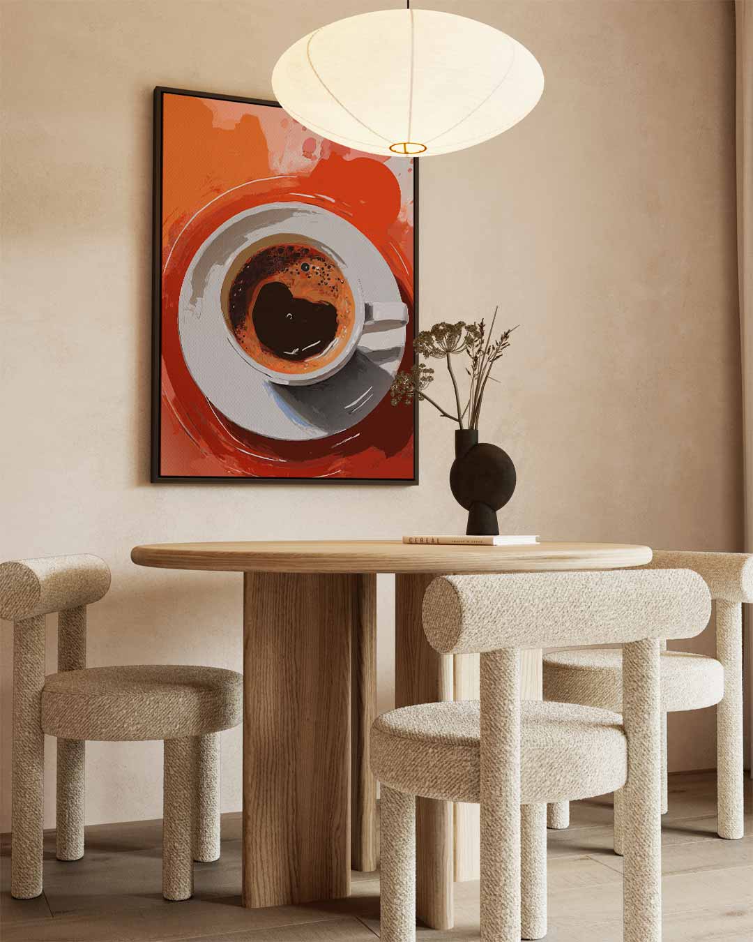 Koffiemoment in Abstracte Stijl Kunstwerk-canvas-dibond-plexiglas-wanddecoratie-WallArtistic
