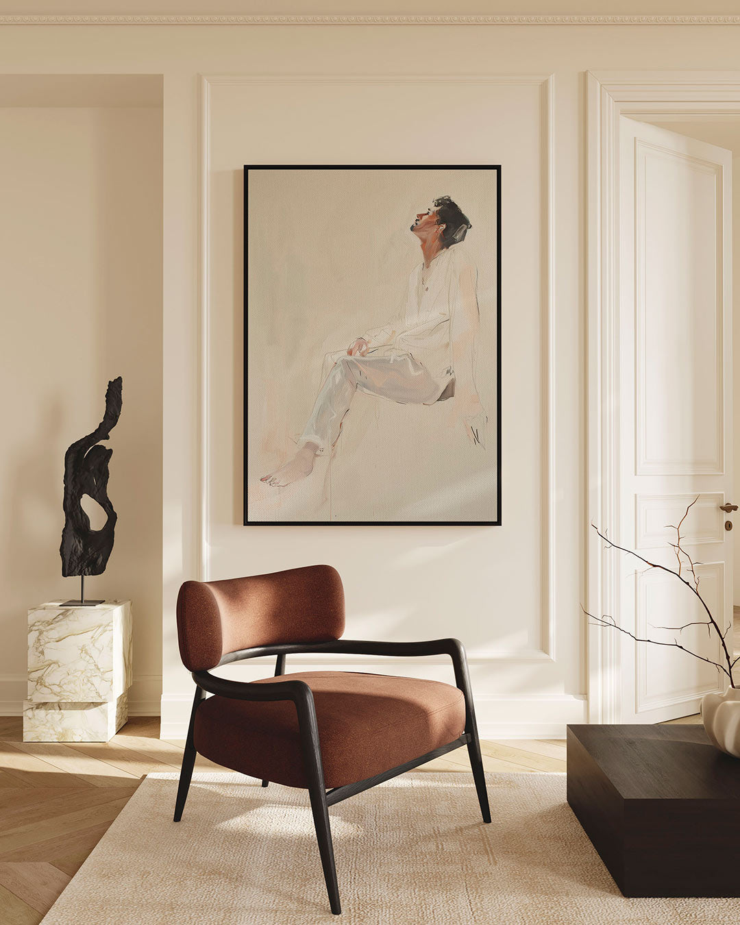 Zittende reflectie Kunstwerk